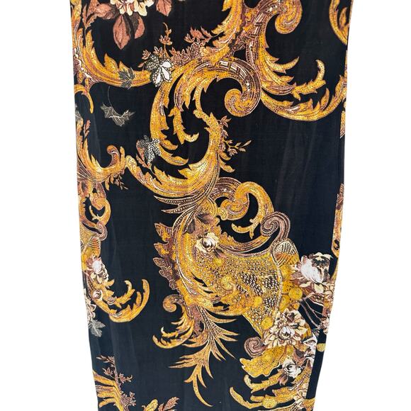 Roberto Cavalli Just Cavalli Black‎ Gold Floral Stretch Scoop Neck Dress Size 4 - Picture 5 of 12